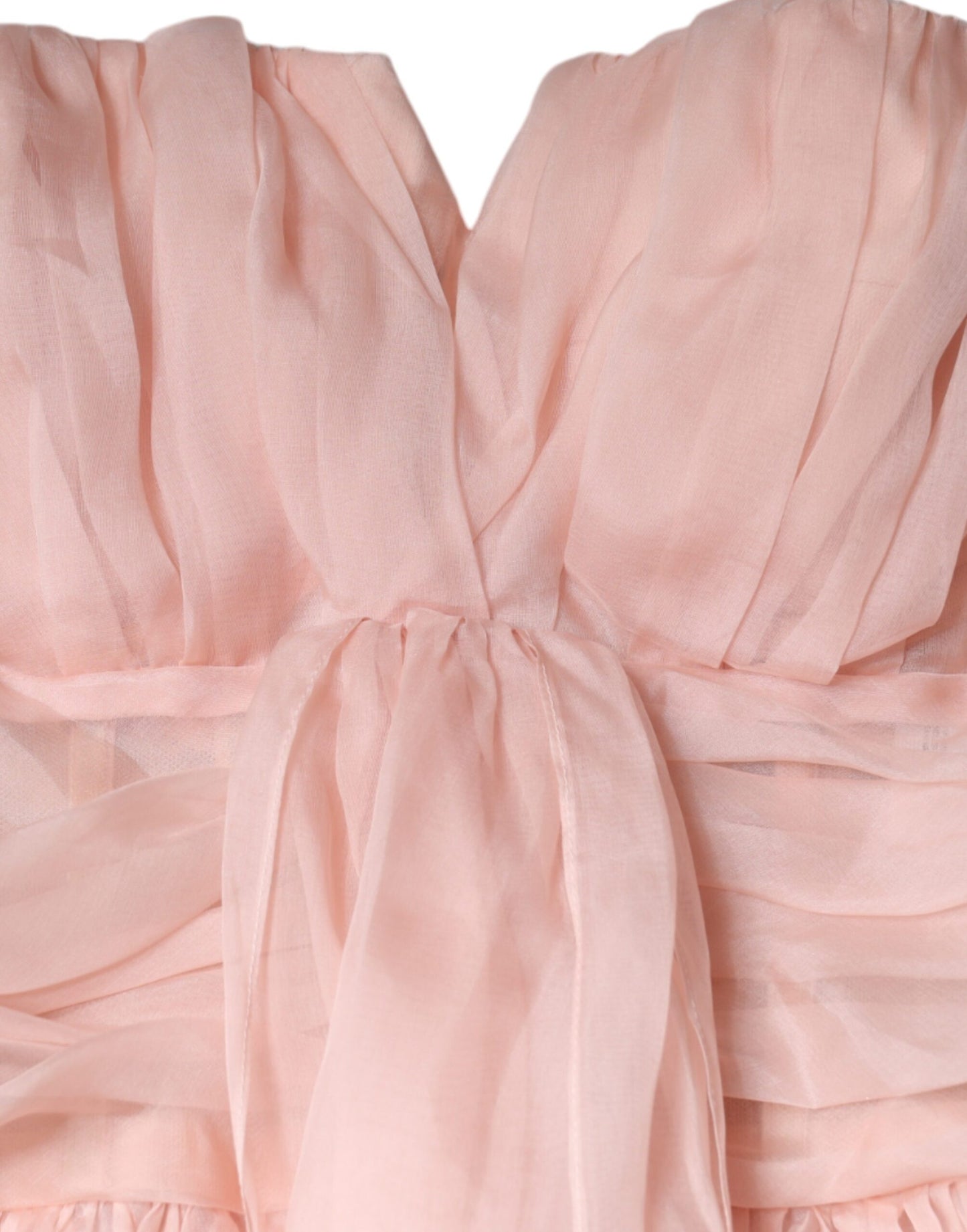 Dolce &amp; Gabbana Pink Silk Strapless Maxi A-line Gown Dress