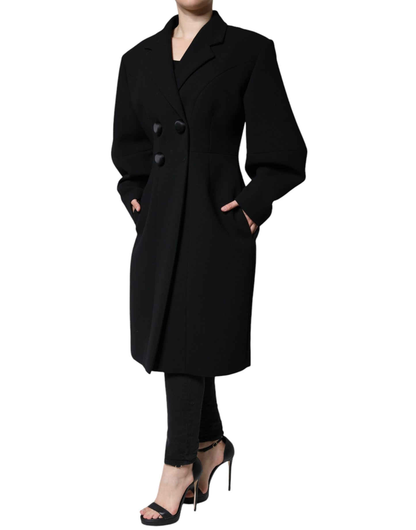 Dolce &amp; Gabbana Black Double Breasted Trench Coat Jacket