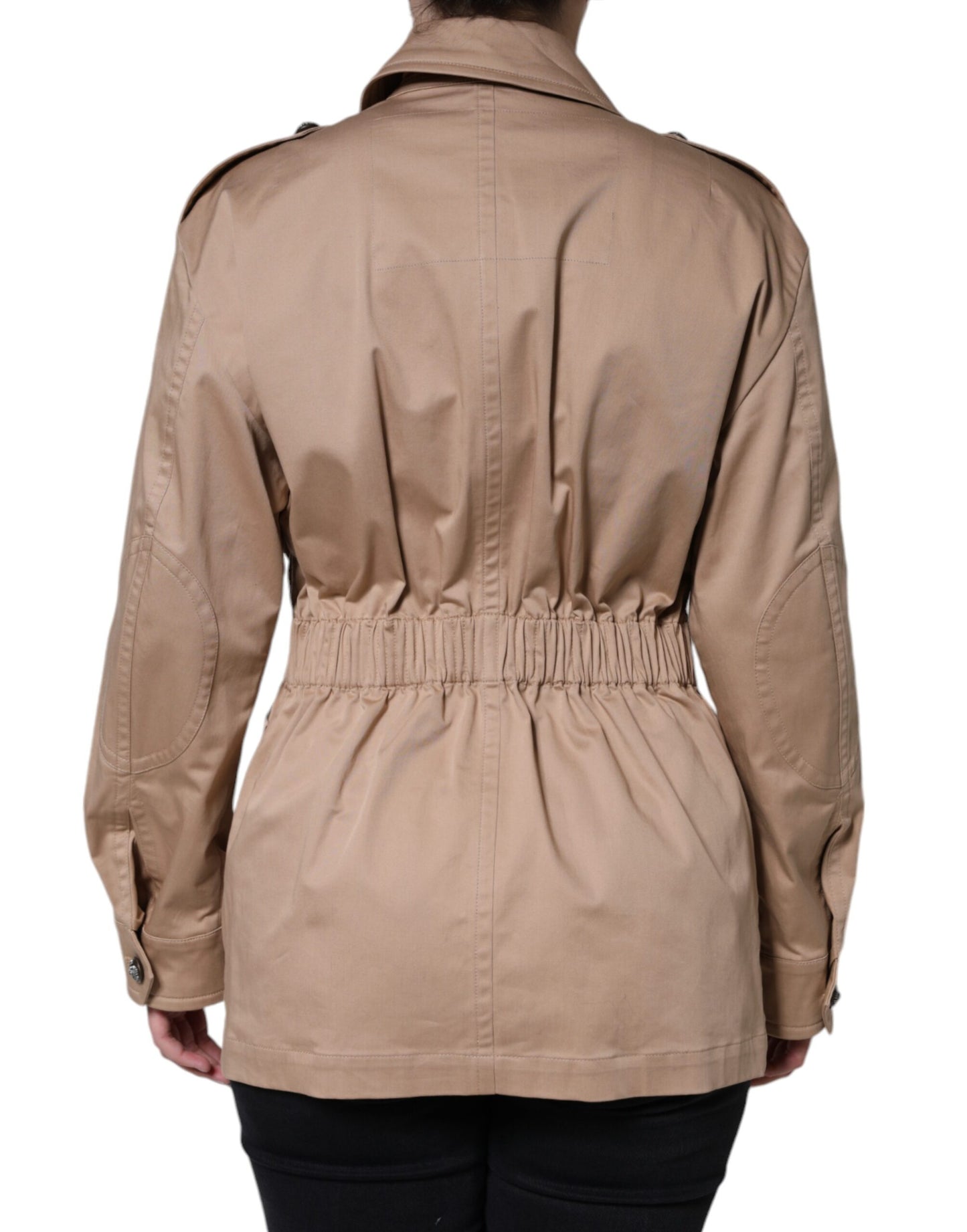 Dolce &amp; Gabbana Beige Cotton Long Sleeve Collared Coat Jacket