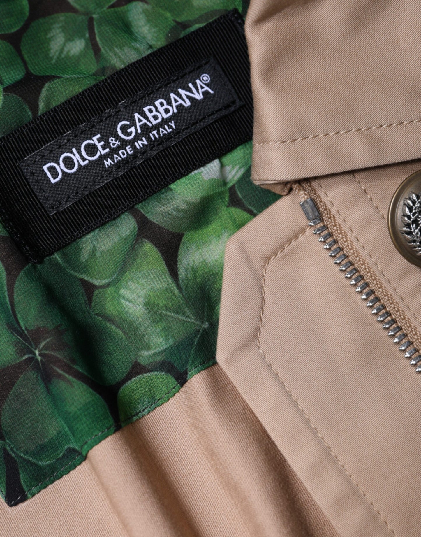 Dolce &amp; Gabbana Beige Cotton Long Sleeve Collared Coat Jacket