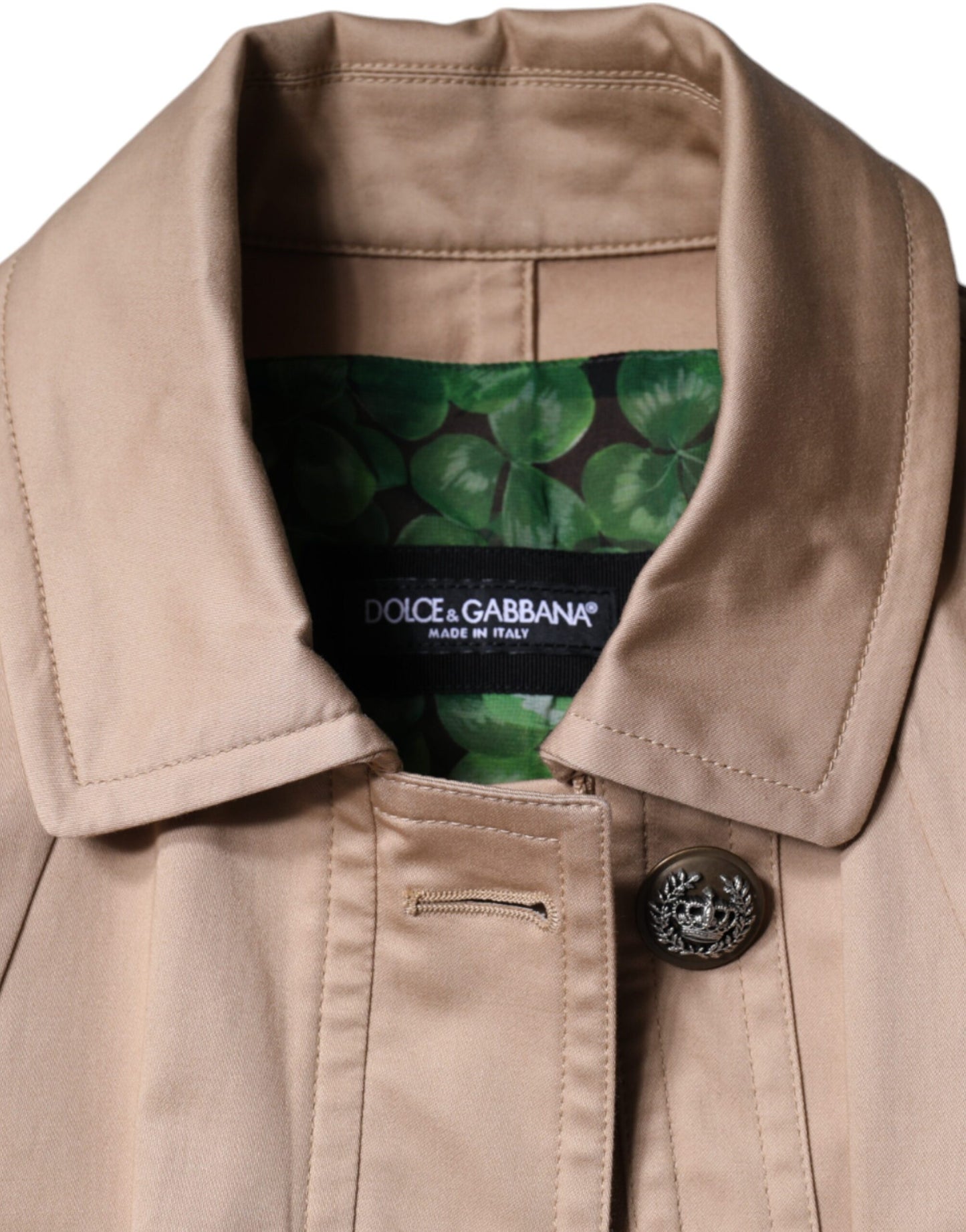 Dolce &amp; Gabbana Beige Cotton Long Sleeve Collared Coat Jacket