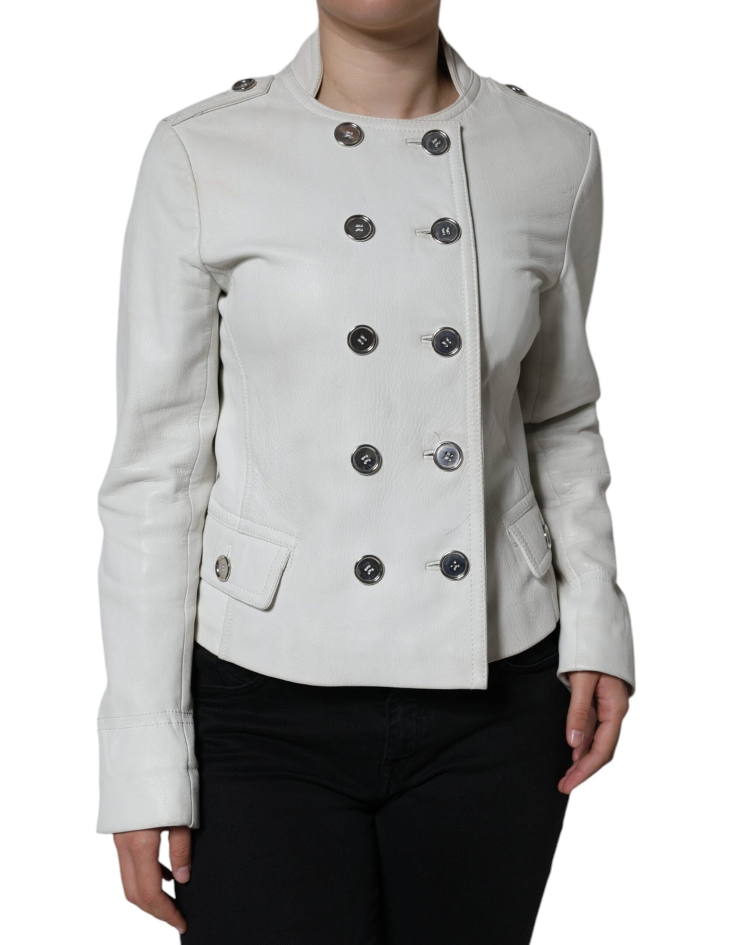 Dolce &amp; Gabbana White Double Breasted Blazer Coat Jacket