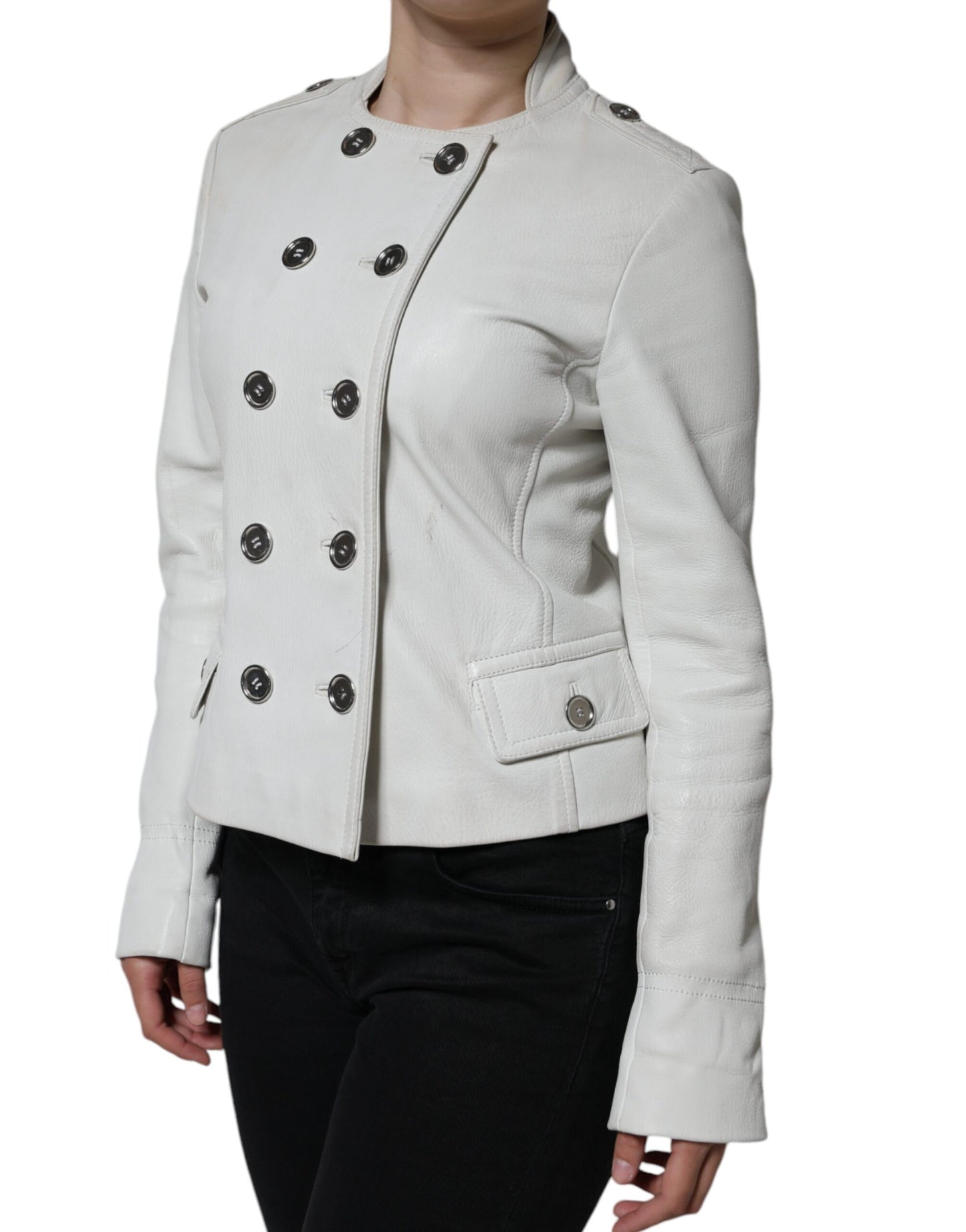 Dolce &amp; Gabbana White Double Breasted Blazer Coat Jacket