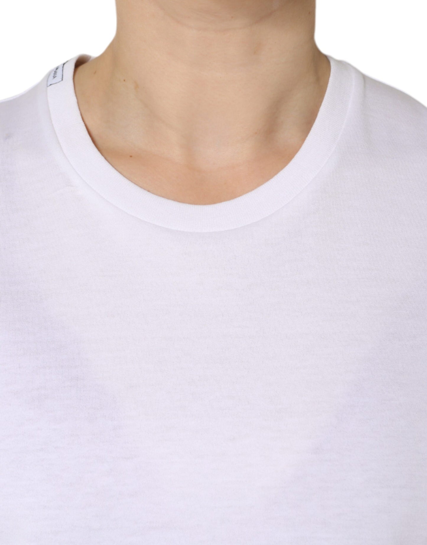 Dolce &amp; Gabbana White Cotton Sleeveless Crew Neck T-shirt