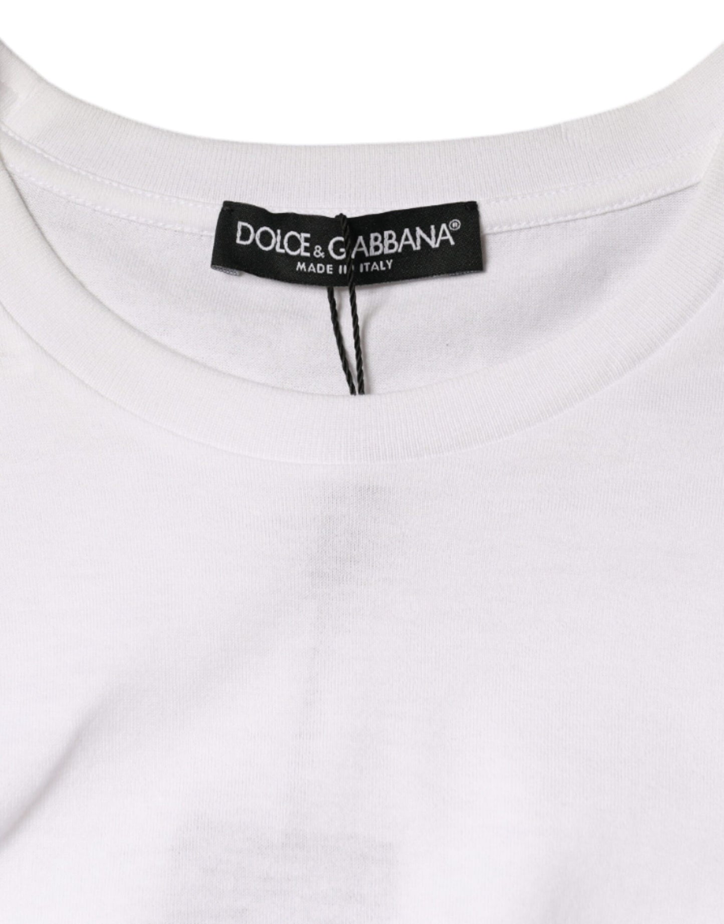 Dolce &amp; Gabbana White Cotton Sleeveless Crew Neck T-shirt