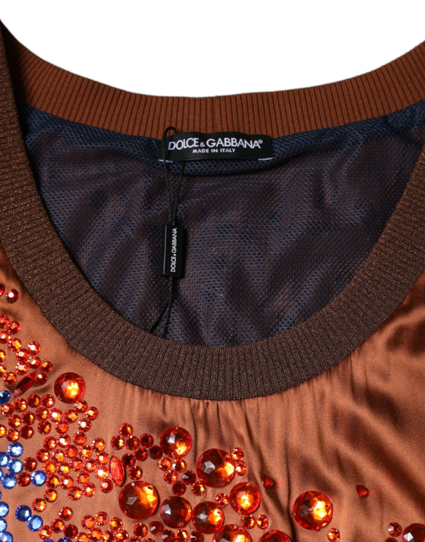 Dolce &amp; Gabbana Brown Crystal Embellished Sleeveless Tank Top