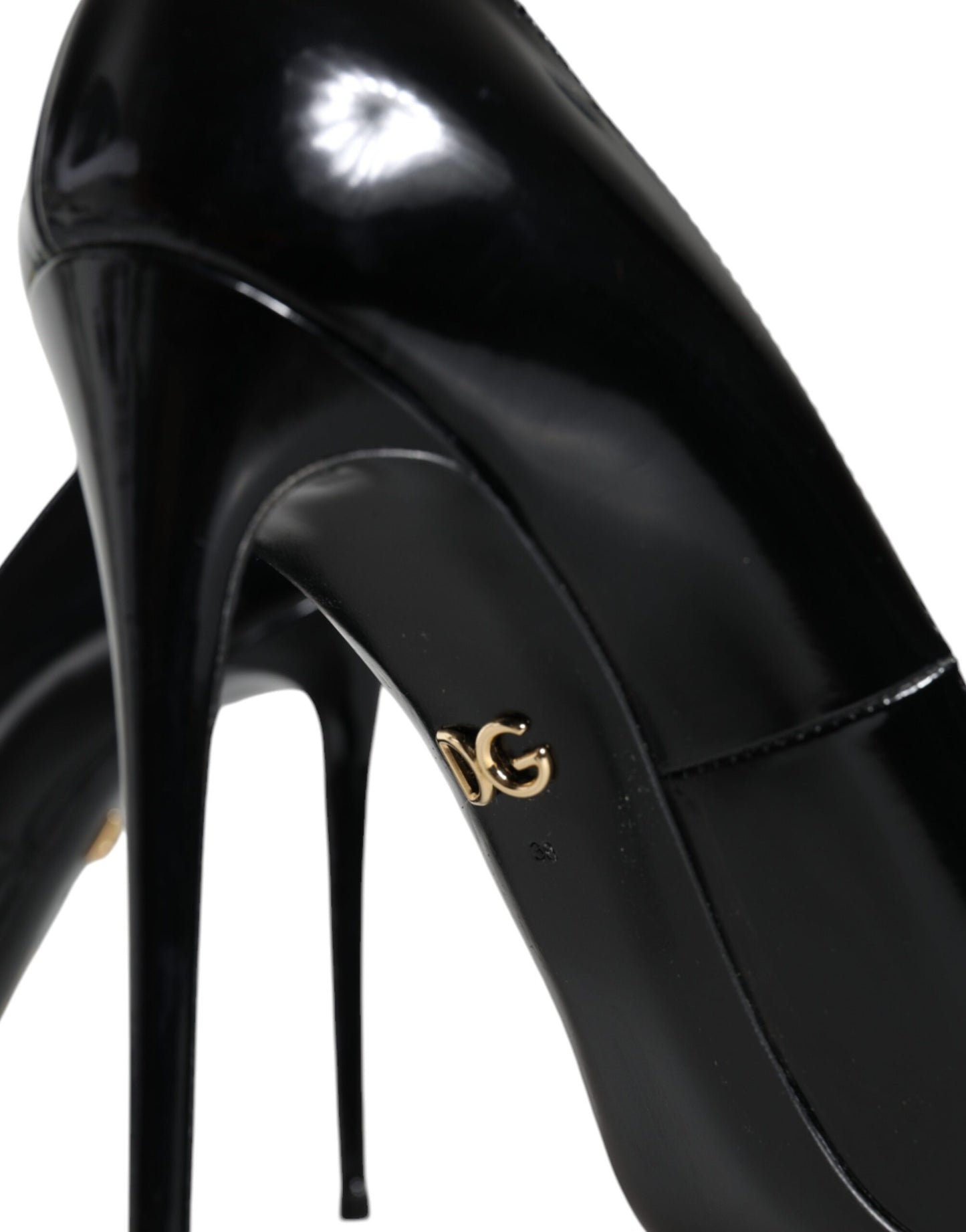 Dolce &amp; Gabbana Black Patent Leather KATE Heels Pumps Shoes