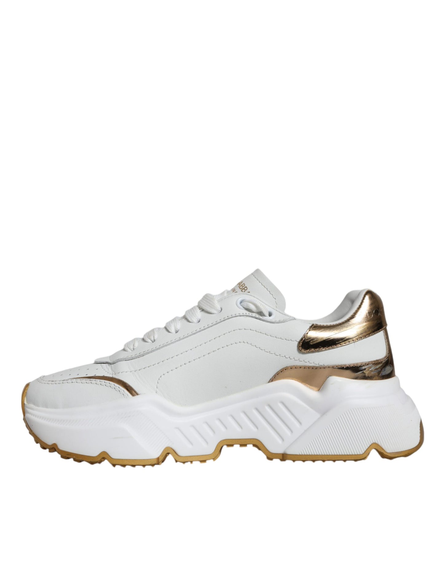 Dolce &amp; Gabbana White Gold DAYMASTER Leather Sneakers Shoes