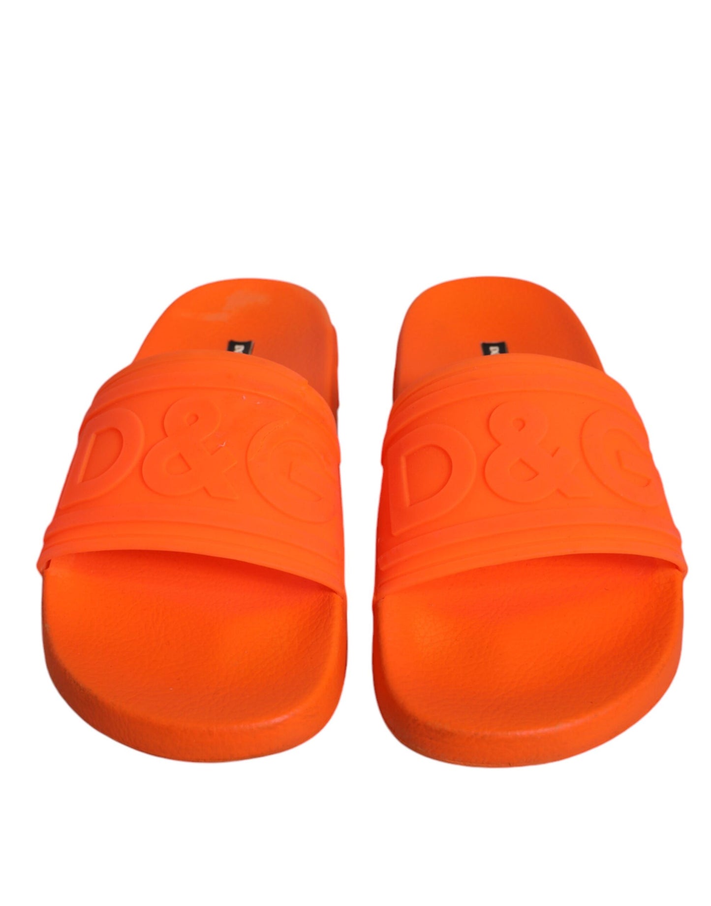 Dolce &amp; Gabbana Orange Rubber Slides Sandals Beachwear Shoes