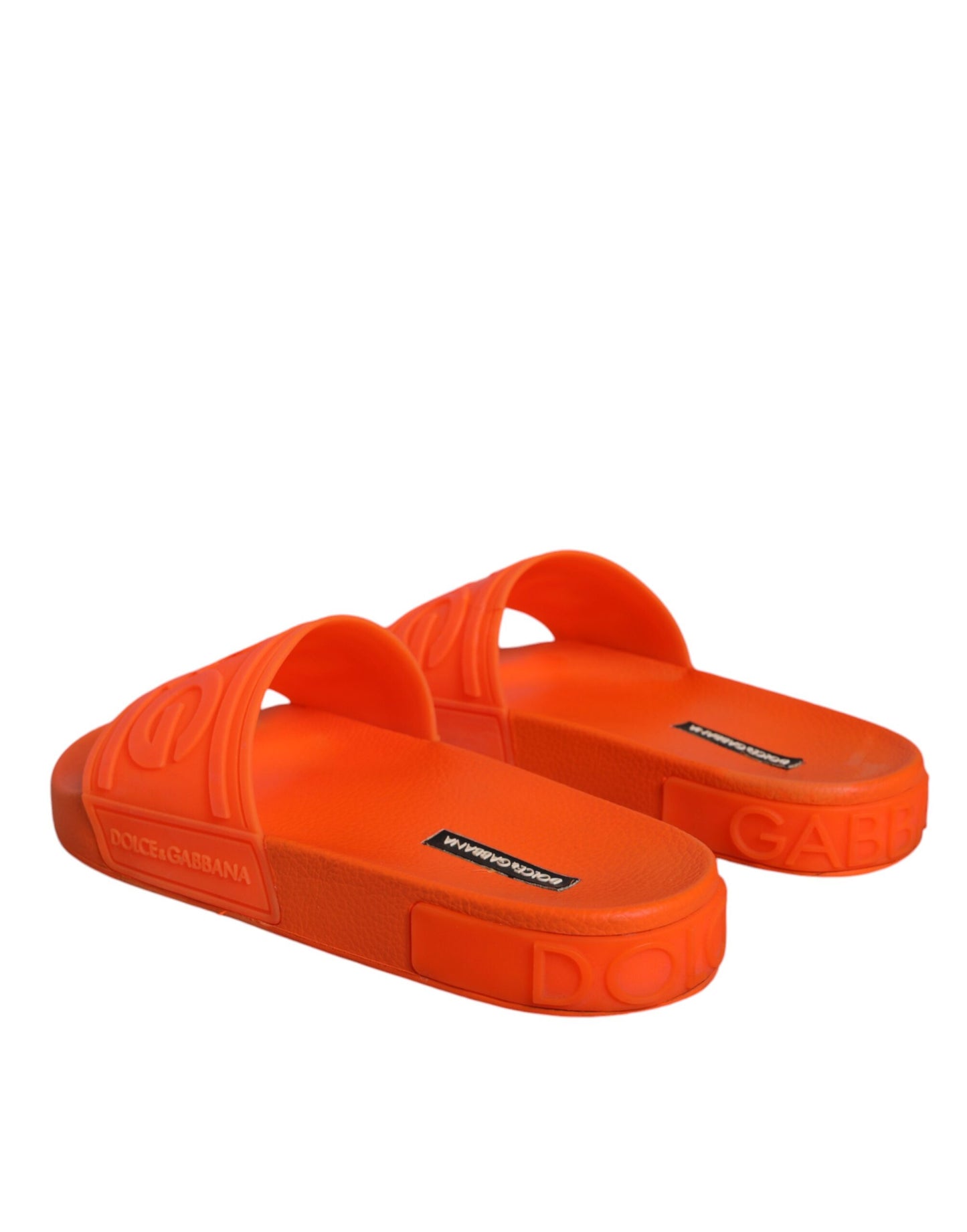 Dolce &amp; Gabbana Orange Rubber Slides Sandals Beachwear Shoes