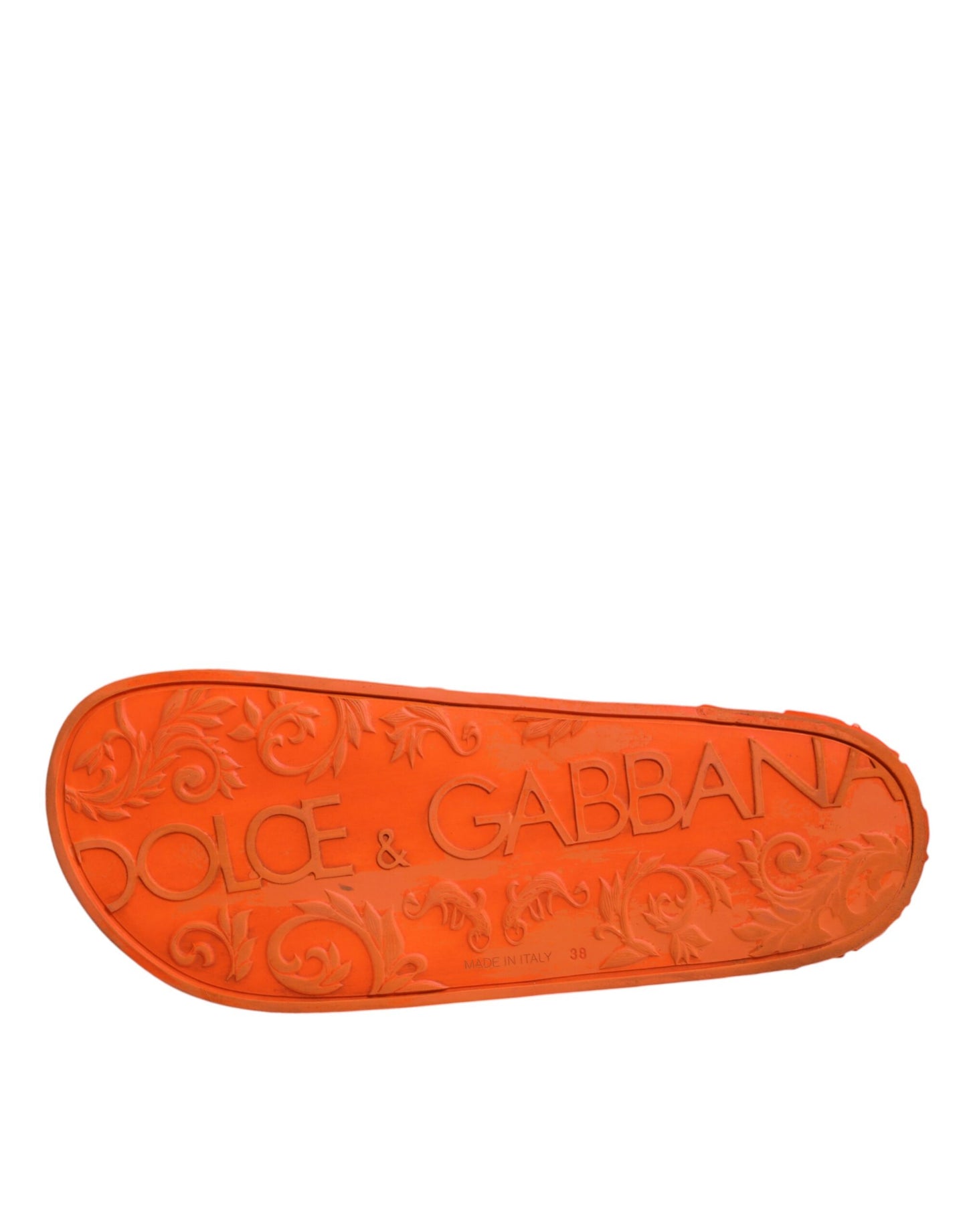 Dolce &amp; Gabbana Orange Rubber Slides Sandals Beachwear Shoes