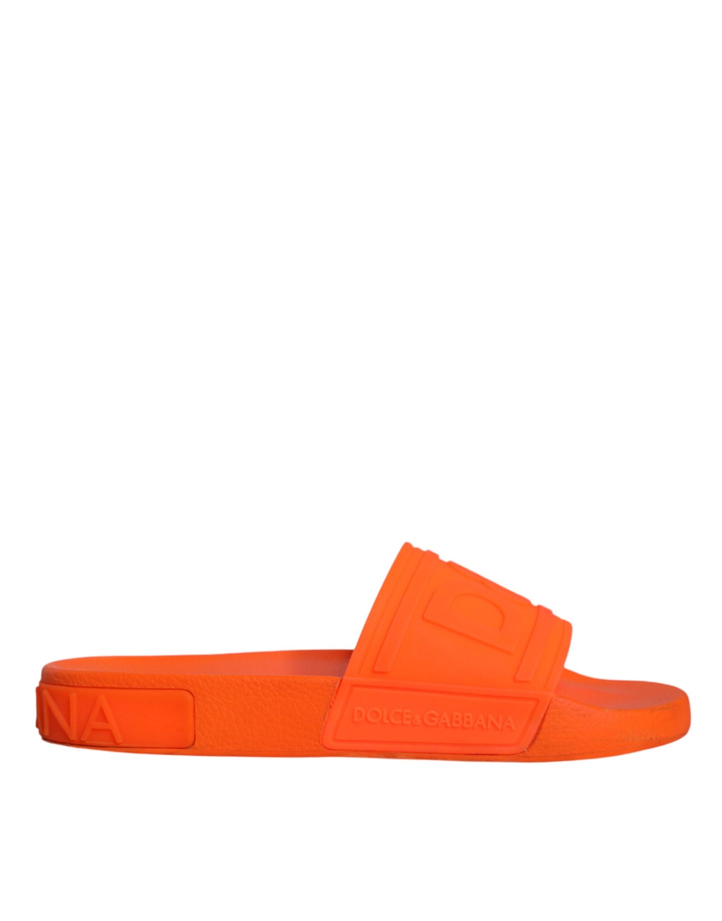 Dolce &amp; Gabbana Orange Rubber Slides Sandals Beachwear Shoes