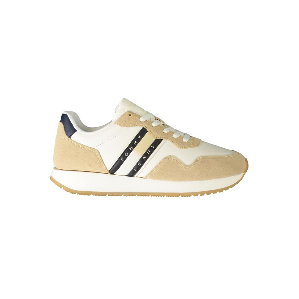 Tommy Hilfiger Beige Leather Men's Sneakers