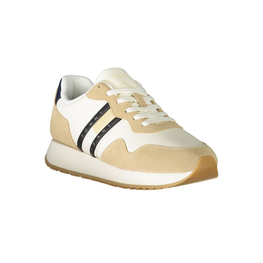 Tommy Hilfiger Beige Leather Men's Sneakers