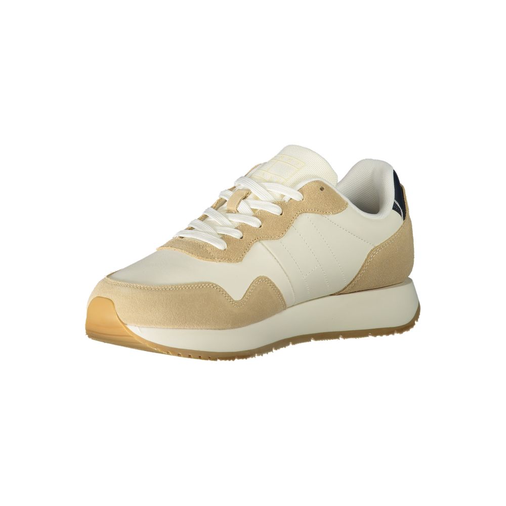 Tommy Hilfiger Beige Leather Men's Sneakers