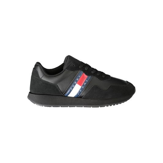 Tommy Hilfiger Black Leather Men's Sneakers