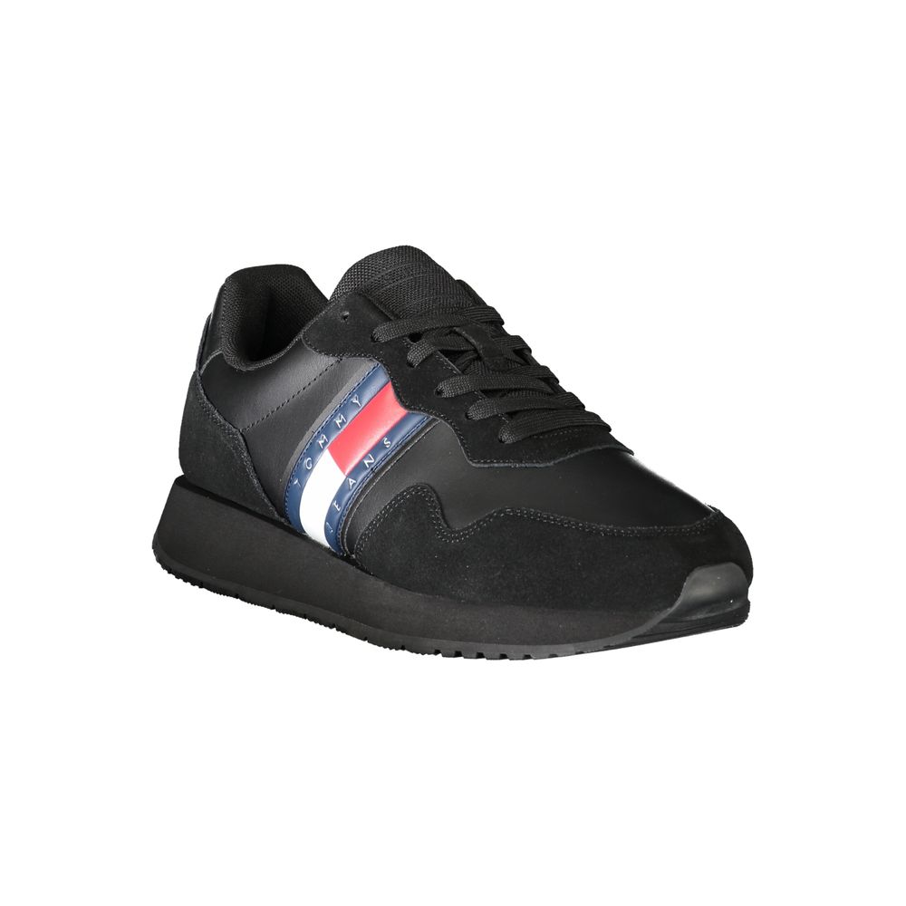 Tommy Hilfiger Black Leather Men's Sneakers