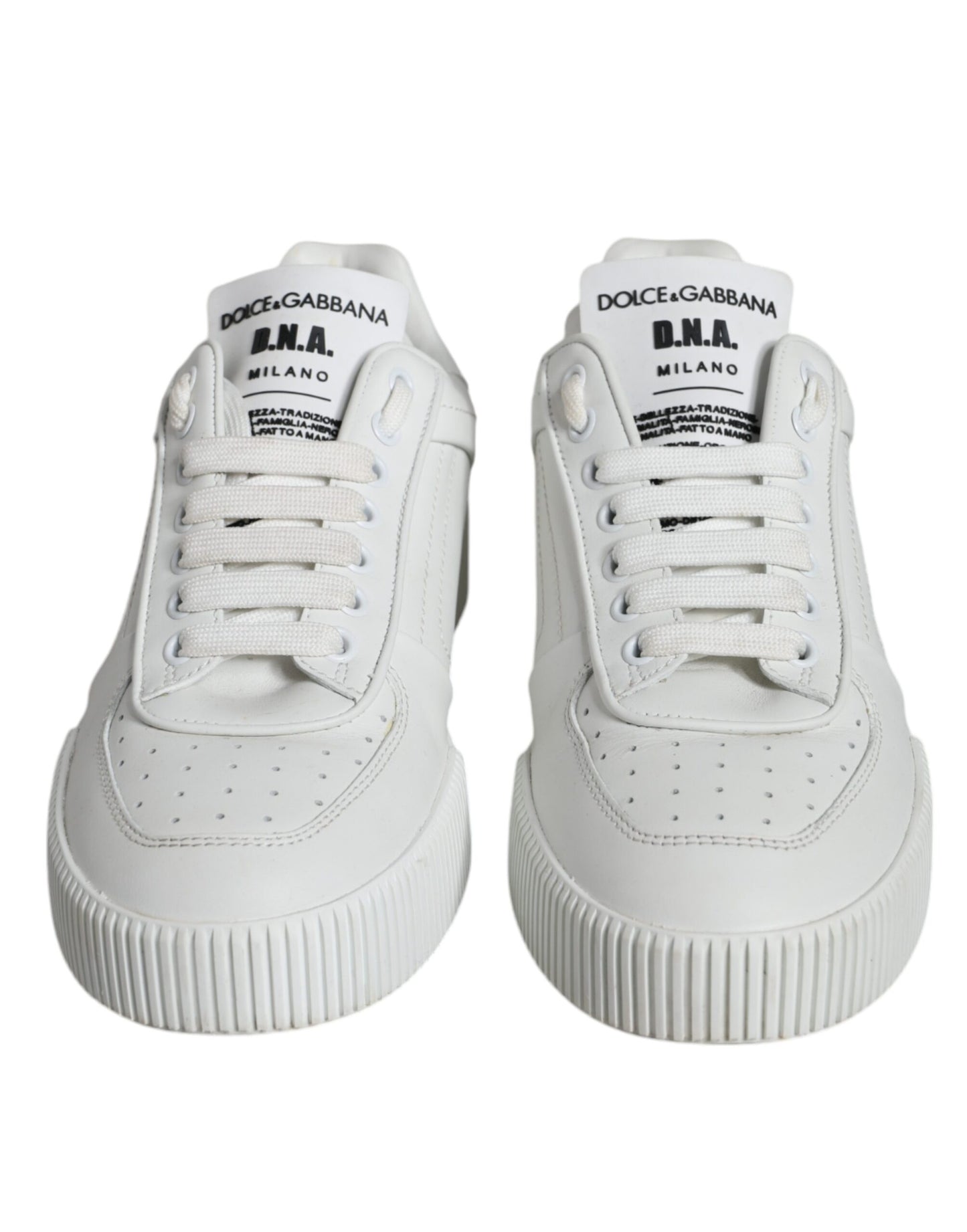 Dolce &amp; Gabbana White Calfskin Leather Miami Low Top Sneakers Shoes