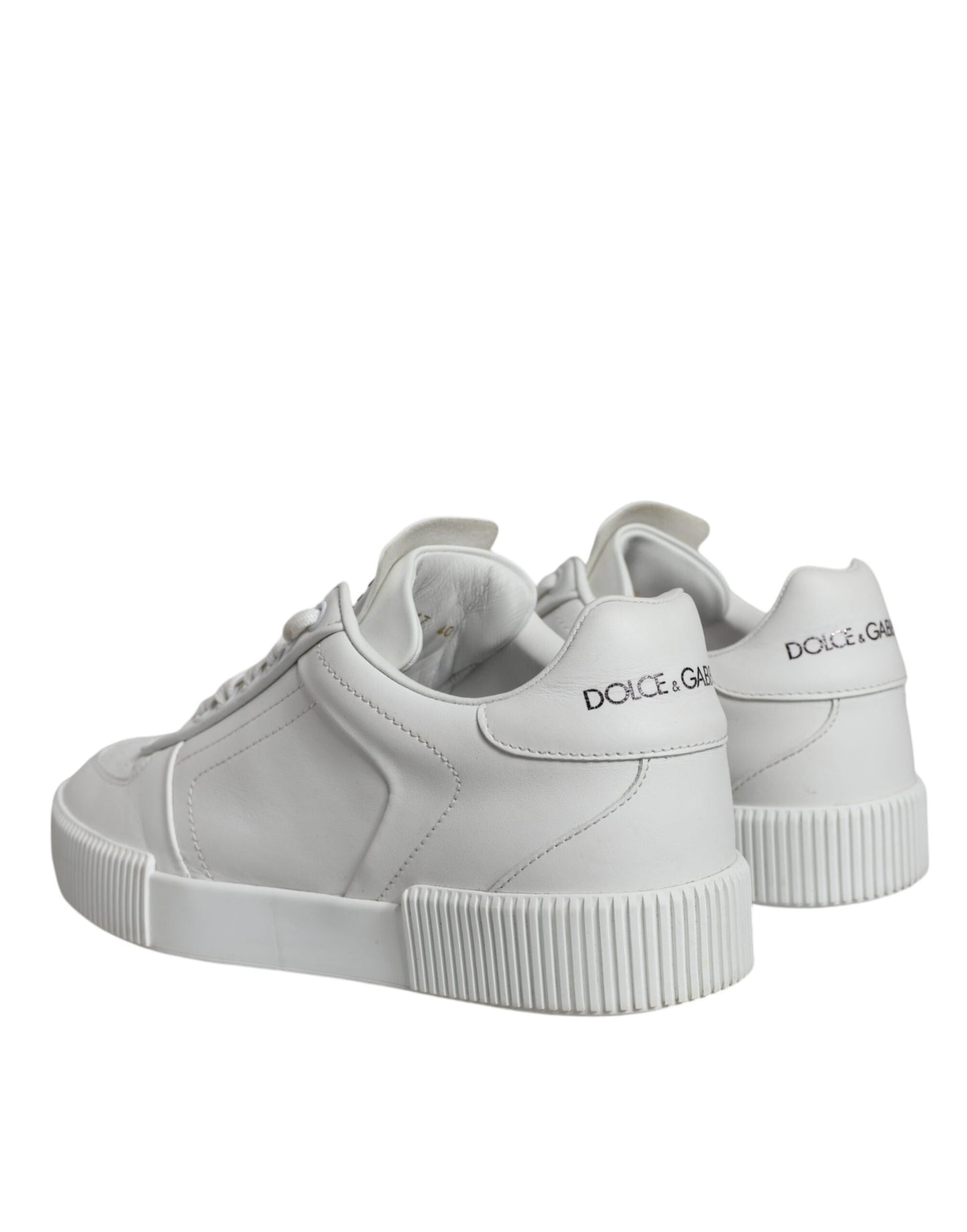 Dolce &amp; Gabbana White Calfskin Leather Miami Low Top Sneakers Shoes