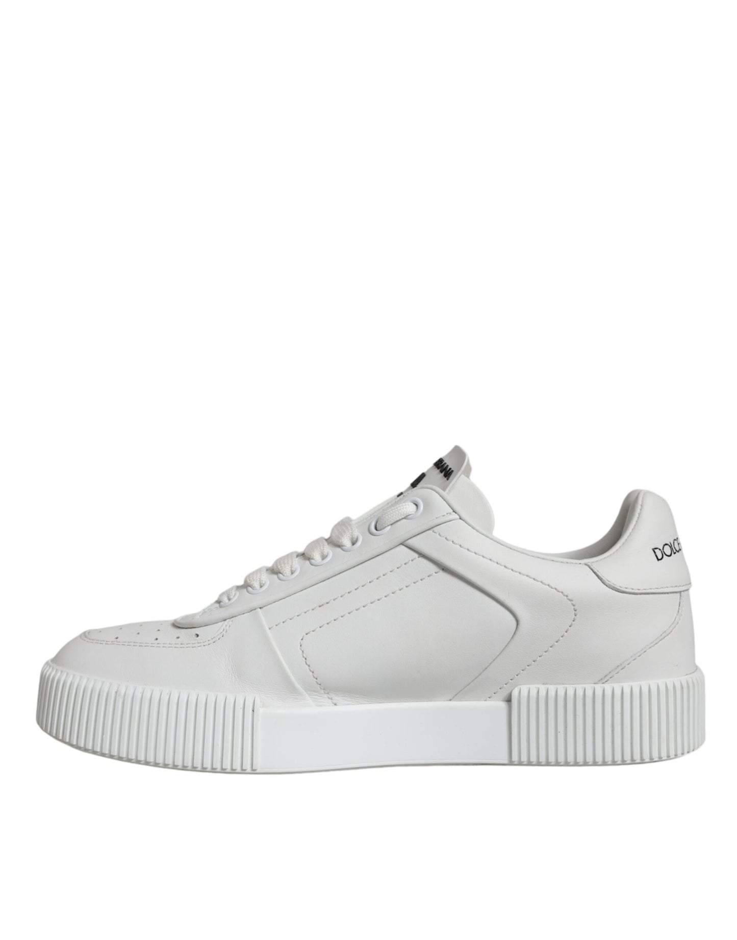 Dolce &amp; Gabbana White Calfskin Leather Miami Low Top Sneakers Shoes