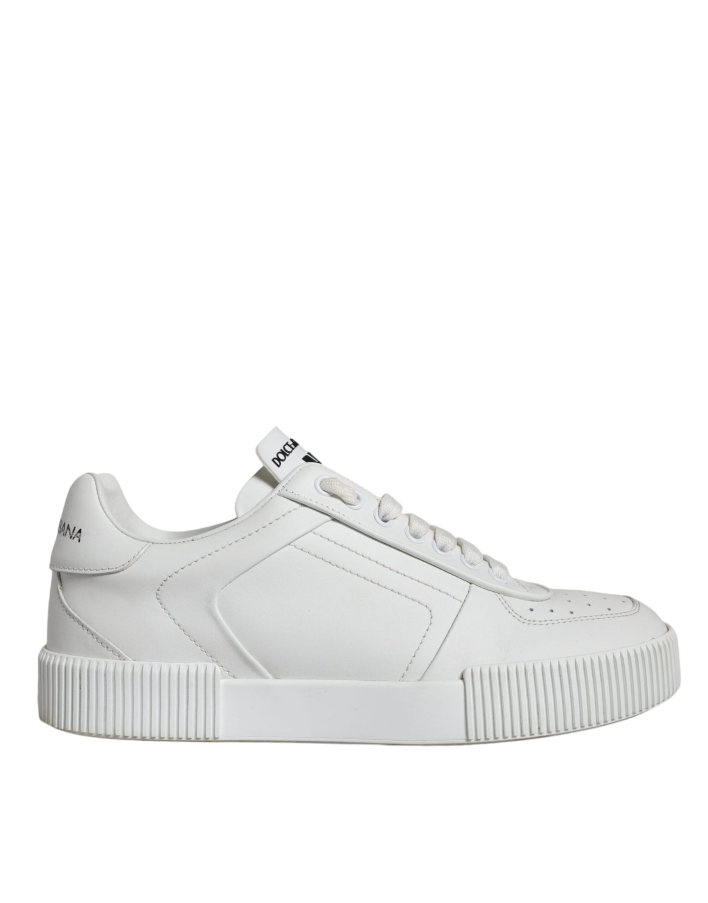 Dolce &amp; Gabbana White Calfskin Leather Miami Low Top Sneakers Shoes