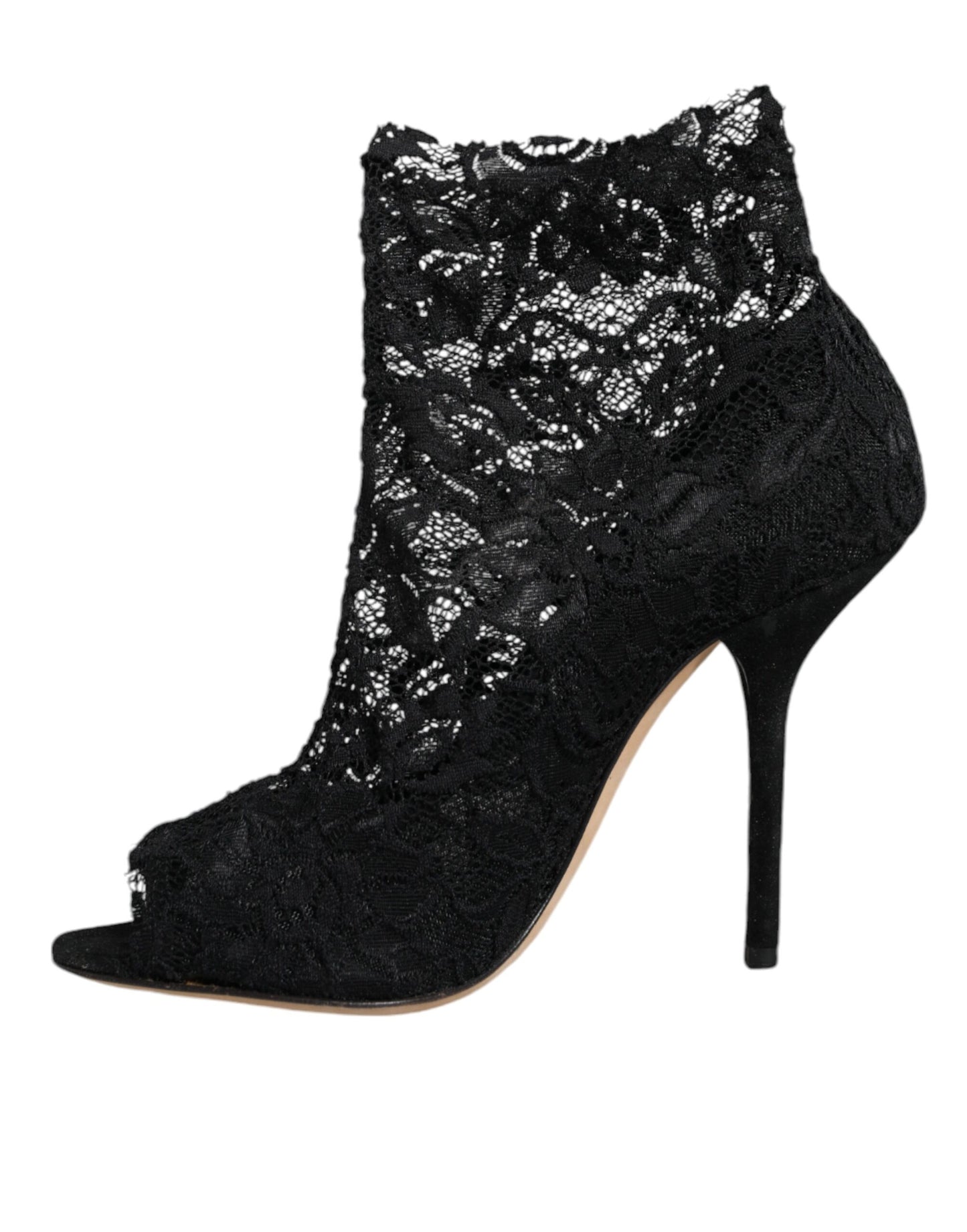 Dolce &amp; Gabbana Black Stretch Taormina Lace Boots Shoes