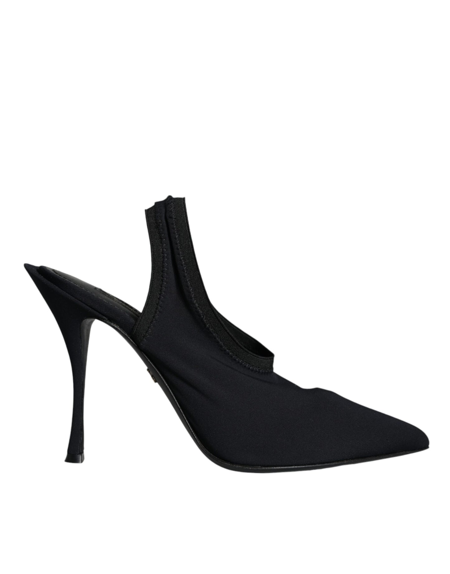 Dolce &amp; Gabbana Black Jersey Stretch Heels Slingback Shoes