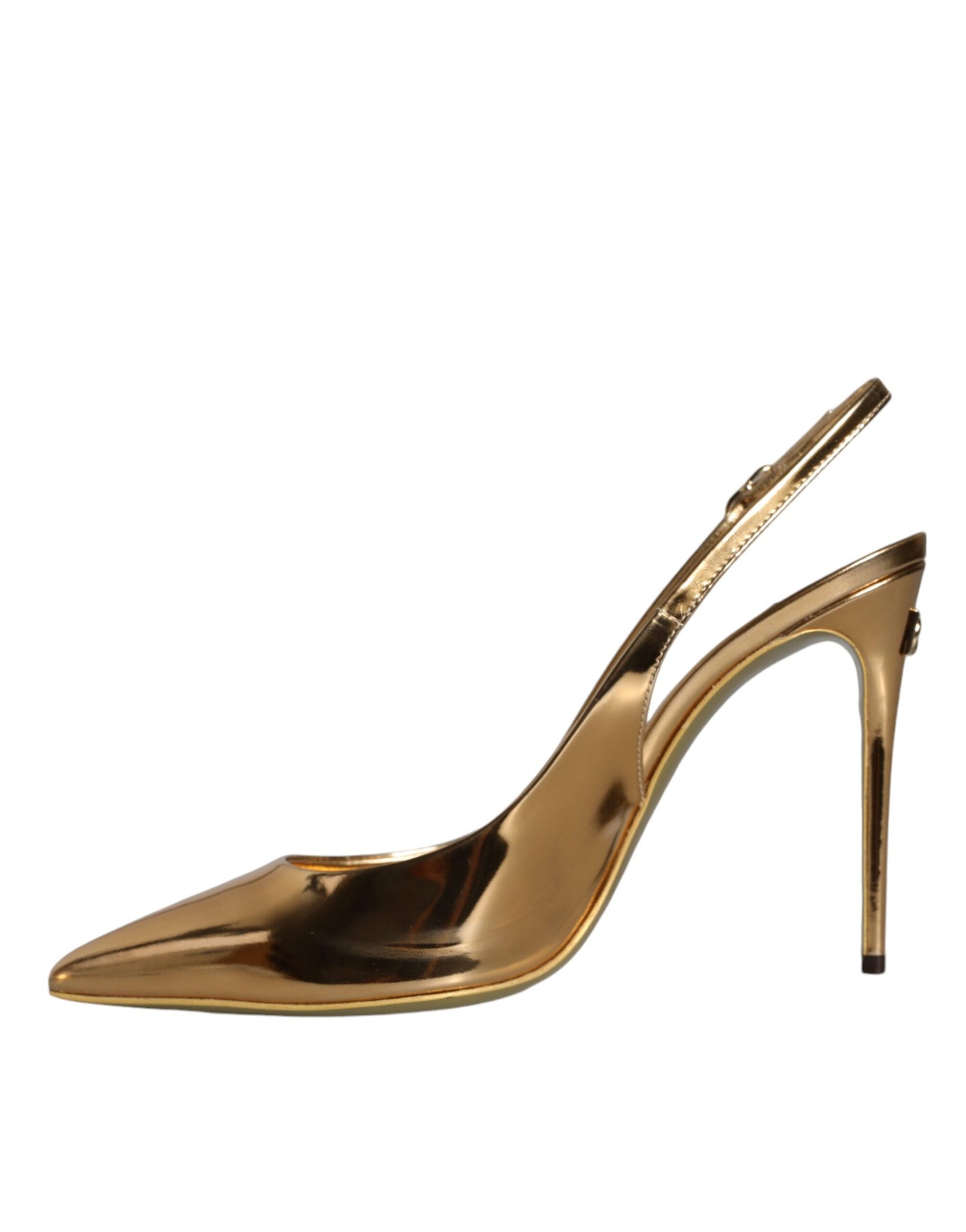 Dolce &amp; Gabbana Gold Patent Leather Heels Slingback Shoes