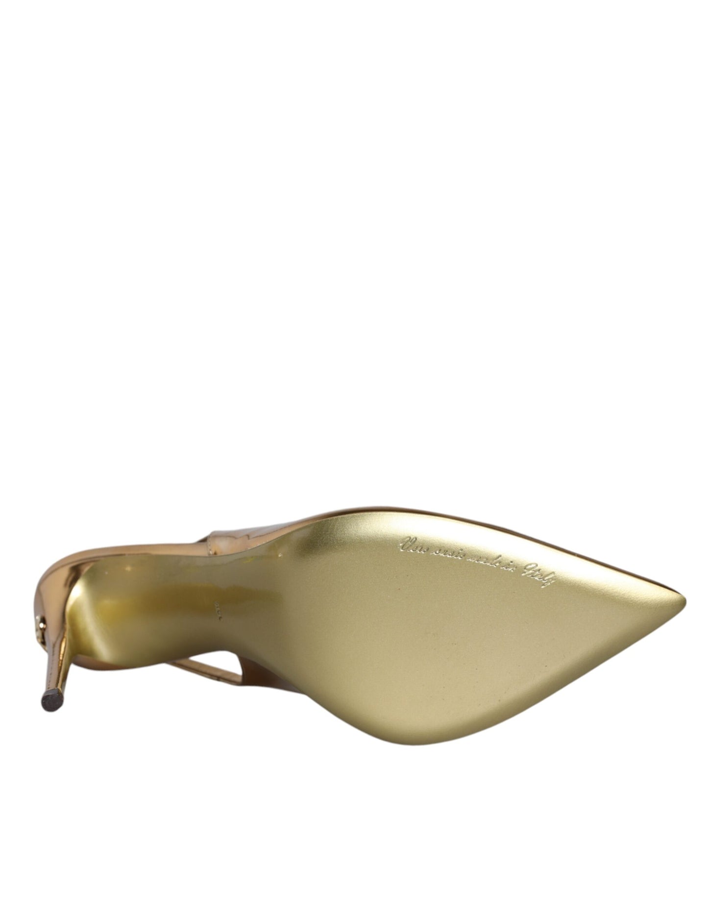 Dolce &amp; Gabbana Gold Patent Leather Heels Slingback Shoes