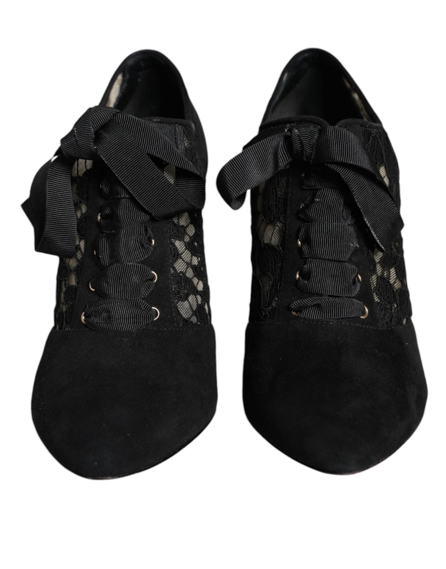 Dolce &amp; Gabbana Black Taormina Lace Up Stretch Heels Shoes