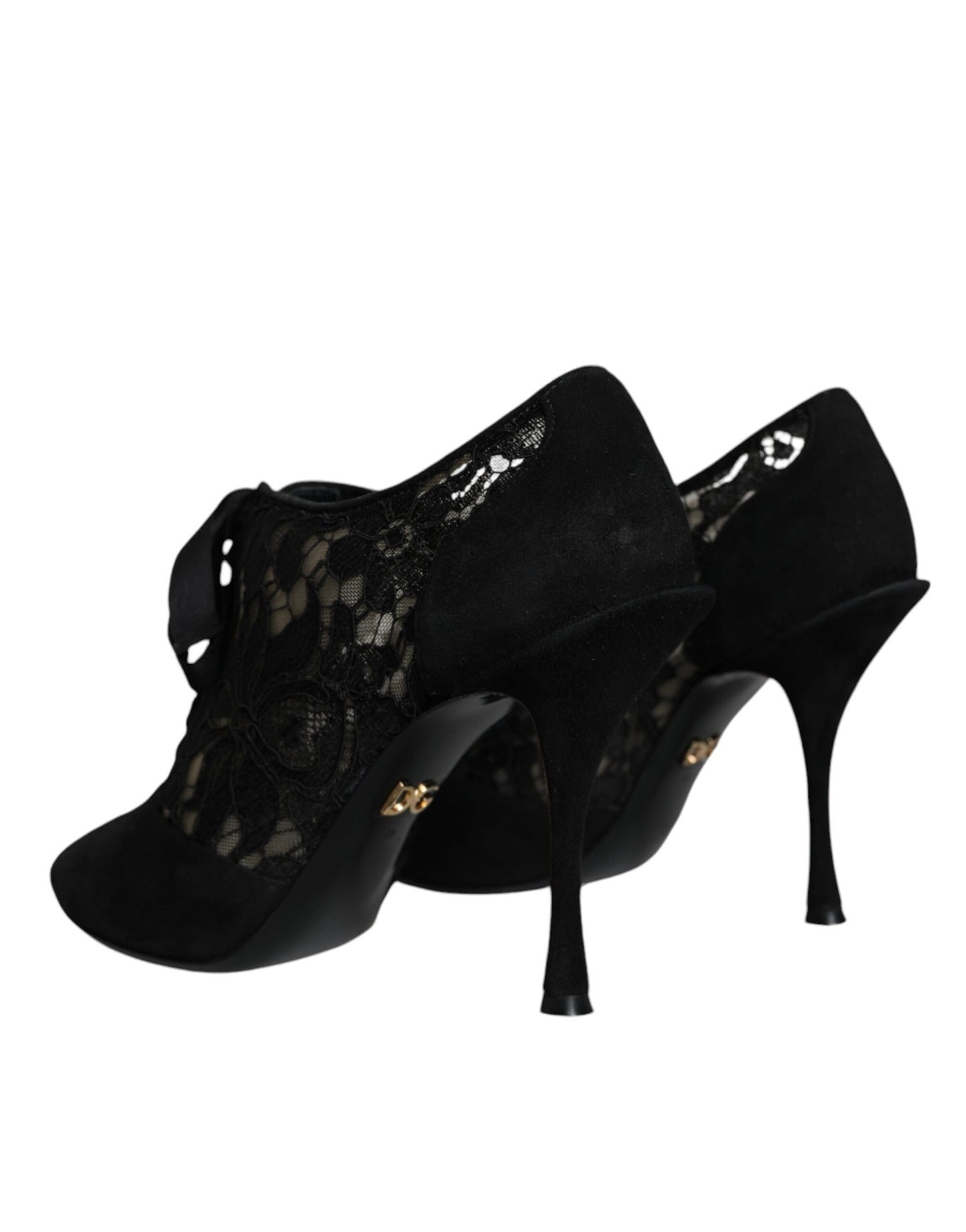 Dolce &amp; Gabbana Black Taormina Lace Up Stretch Heels Shoes