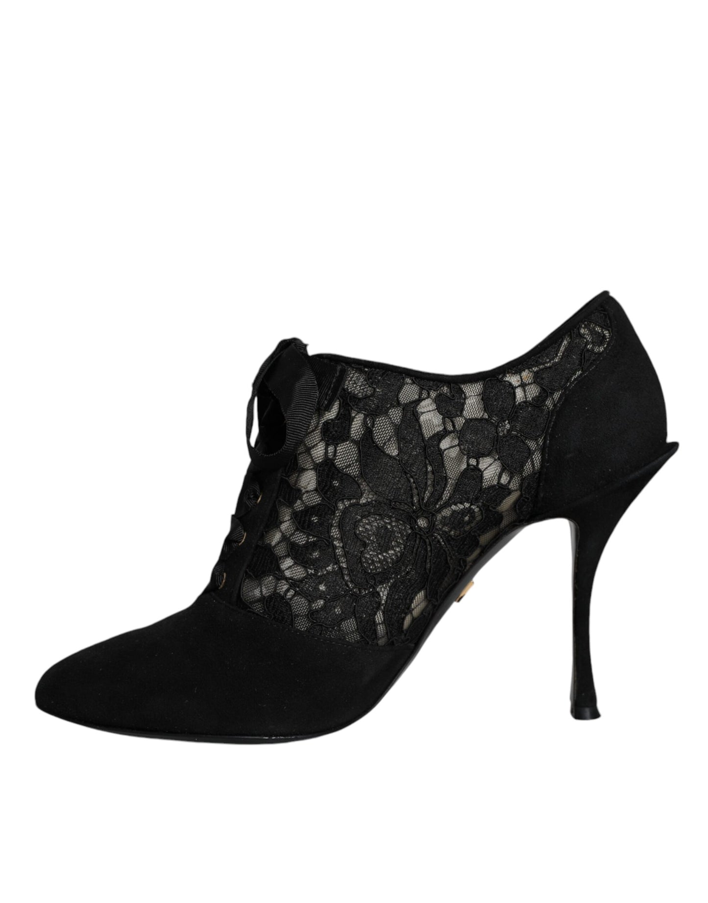 Dolce &amp; Gabbana Black Taormina Lace Up Stretch Heels Shoes