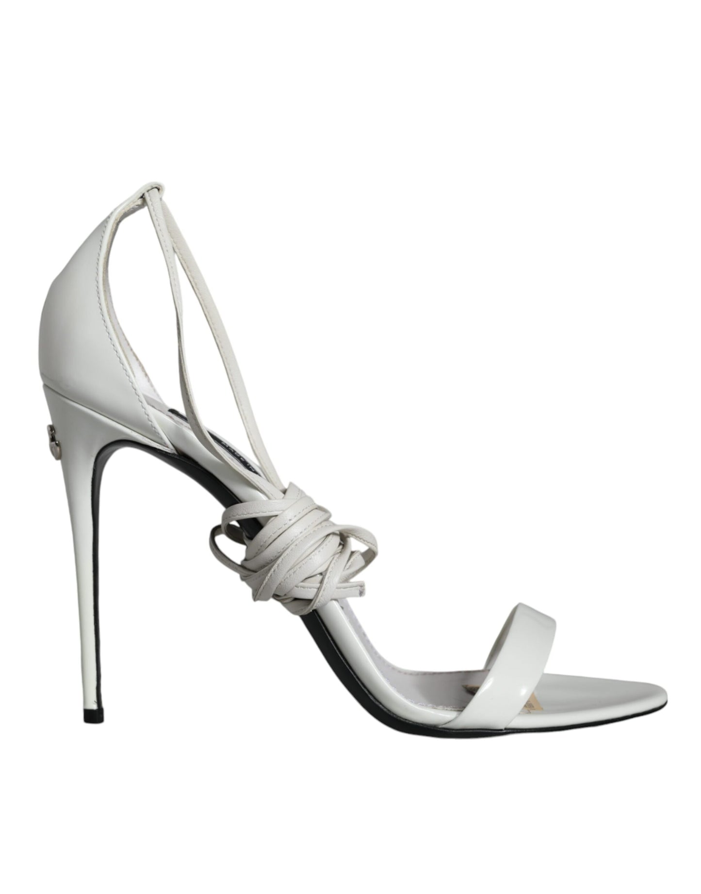 Dolce &amp; Gabbana White Leather High Heels Sandals Shoes