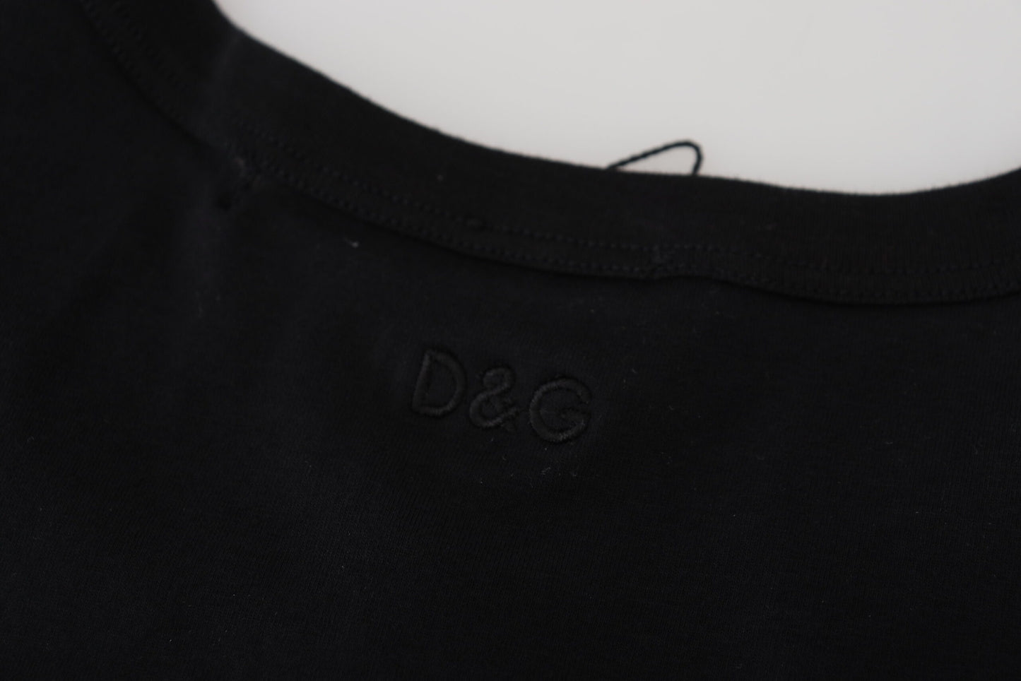 Dolce & Gabbana Black Cotton Stretch Short Sleeves Top Underwear