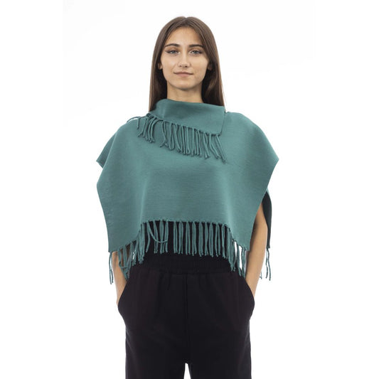 Alpha Studio Poncho aus grüner Wolle