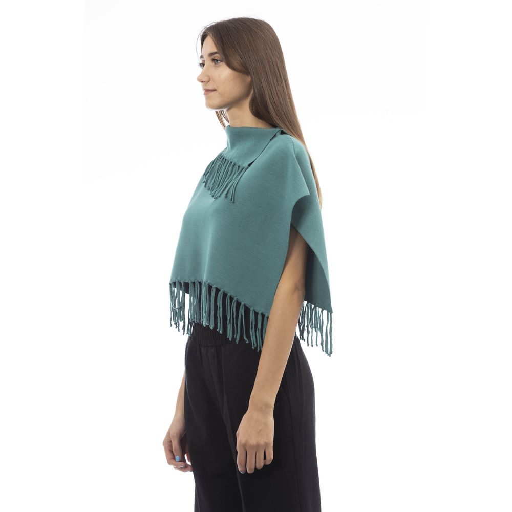 Alpha Studio Poncho aus grüner Wolle