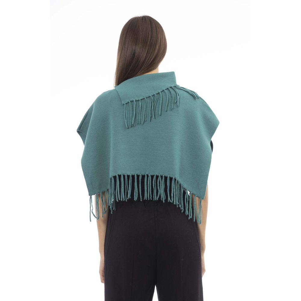 Alpha Studio Poncho aus grüner Wolle