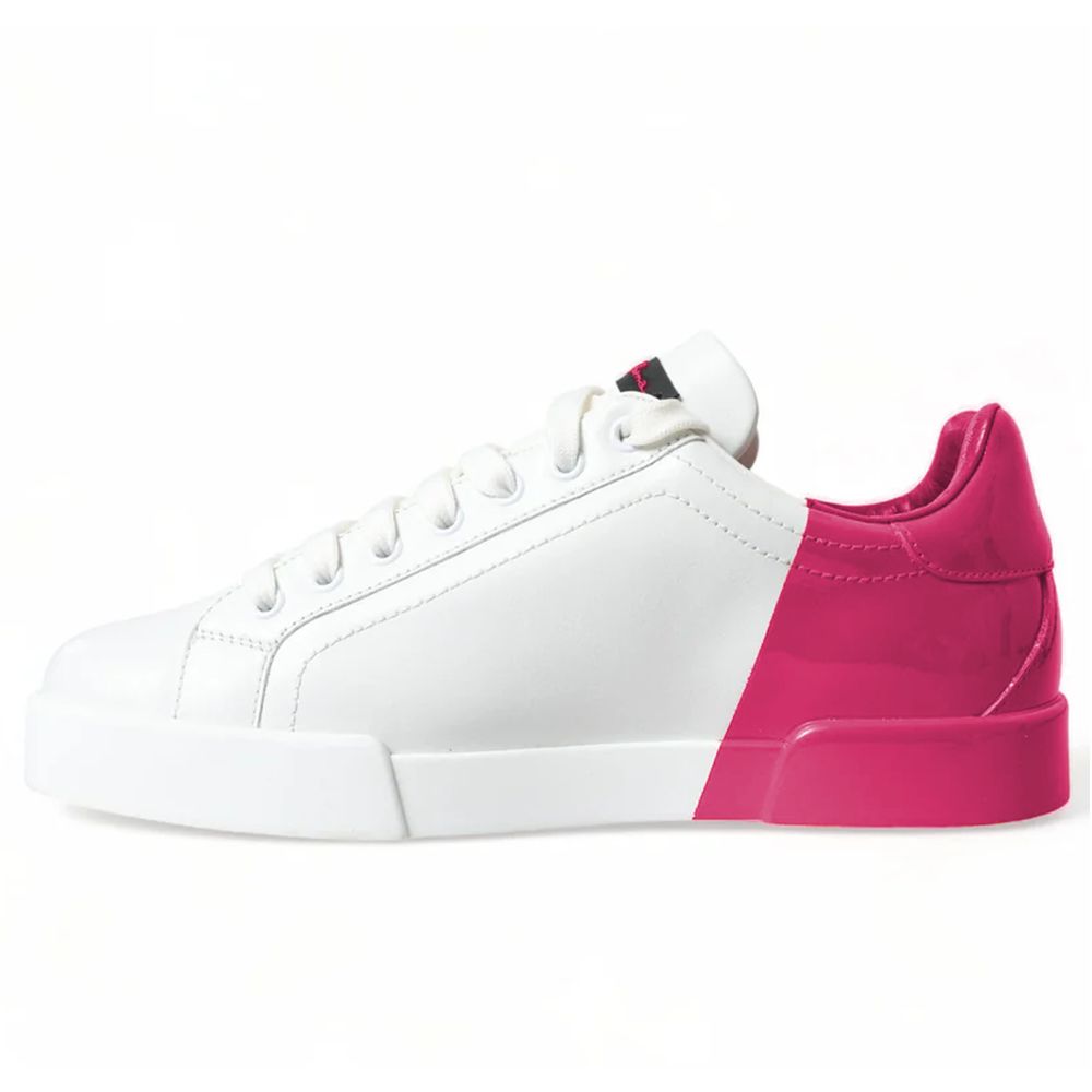 Dolce &amp; Gabbana Fuchsia Leather Di Calfskin Sneakers