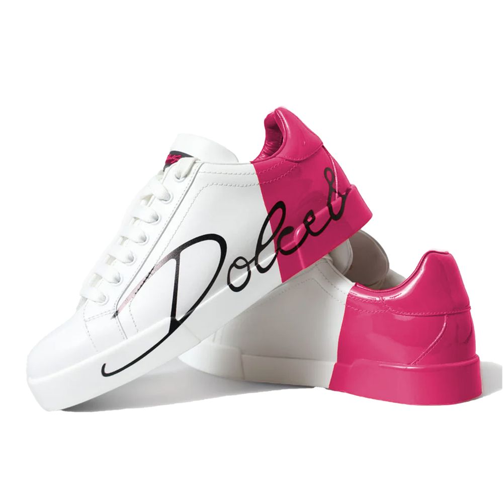 Dolce &amp; Gabbana Fuchsia Leather Di Calfskin Sneakers