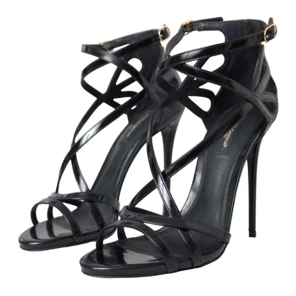 Dolce &amp; Gabbana Black Leather Di Calfskin Sandal