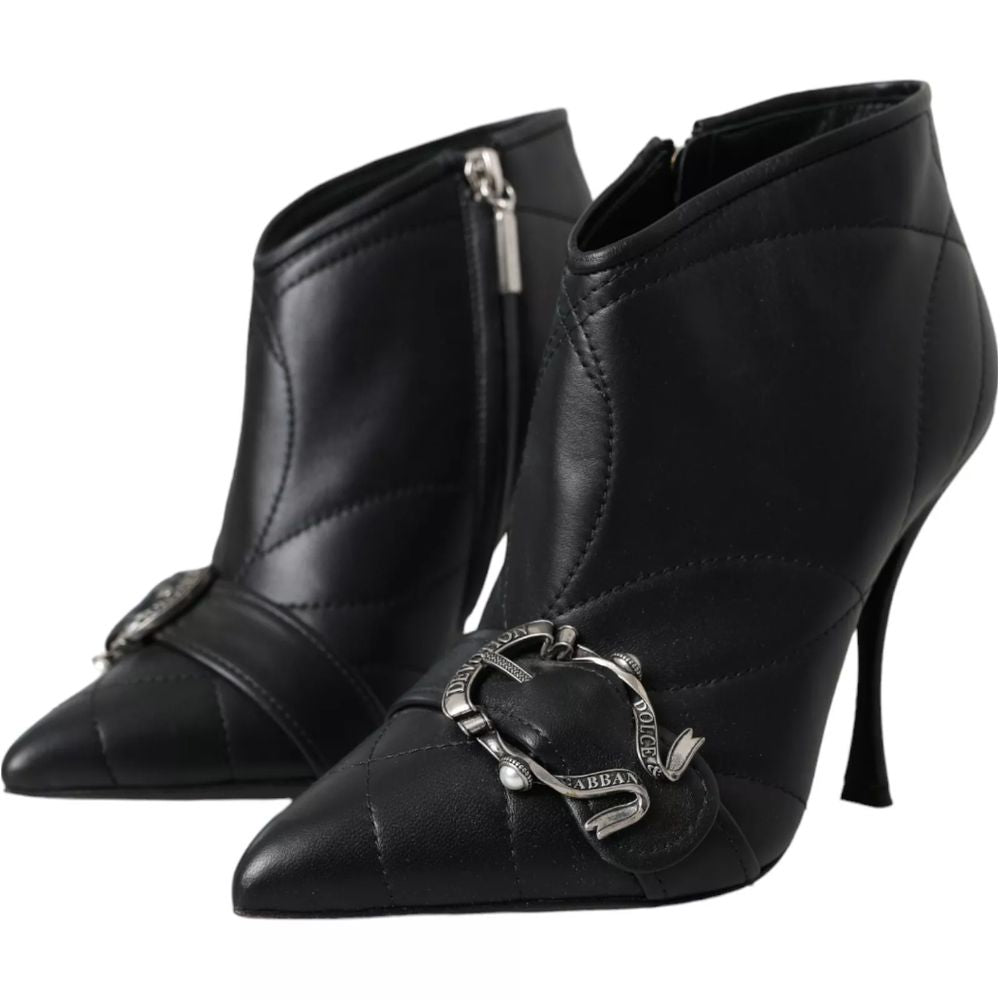 Dolce &amp; Gabbana Black Leather Di Lambskin Boots