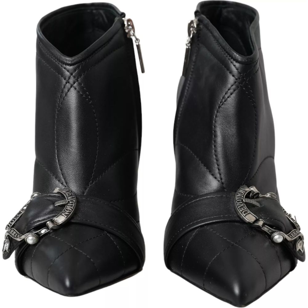 Dolce &amp; Gabbana Black Leather Di Lambskin Boots