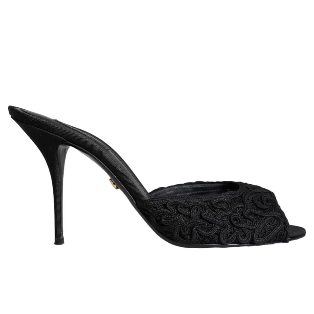 Dolce &amp; Gabbana Black Cotton Sandal