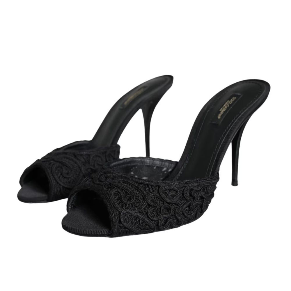 Dolce &amp; Gabbana Black Cotton Sandal