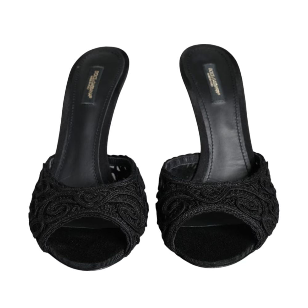 Dolce &amp; Gabbana Black Cotton Sandal