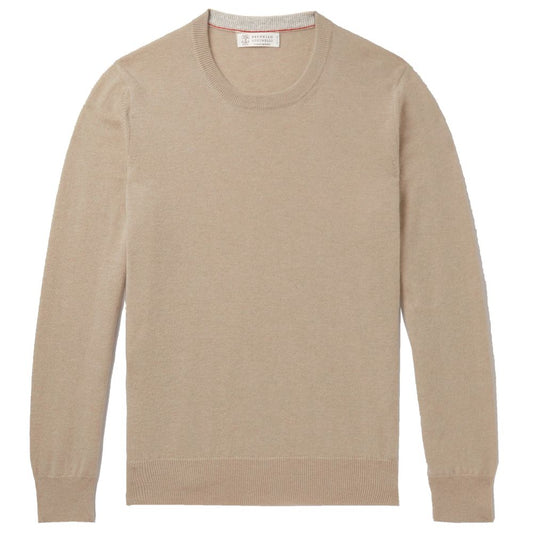 Brunello Cucinelli Beigefarbener Pullover aus Wolle