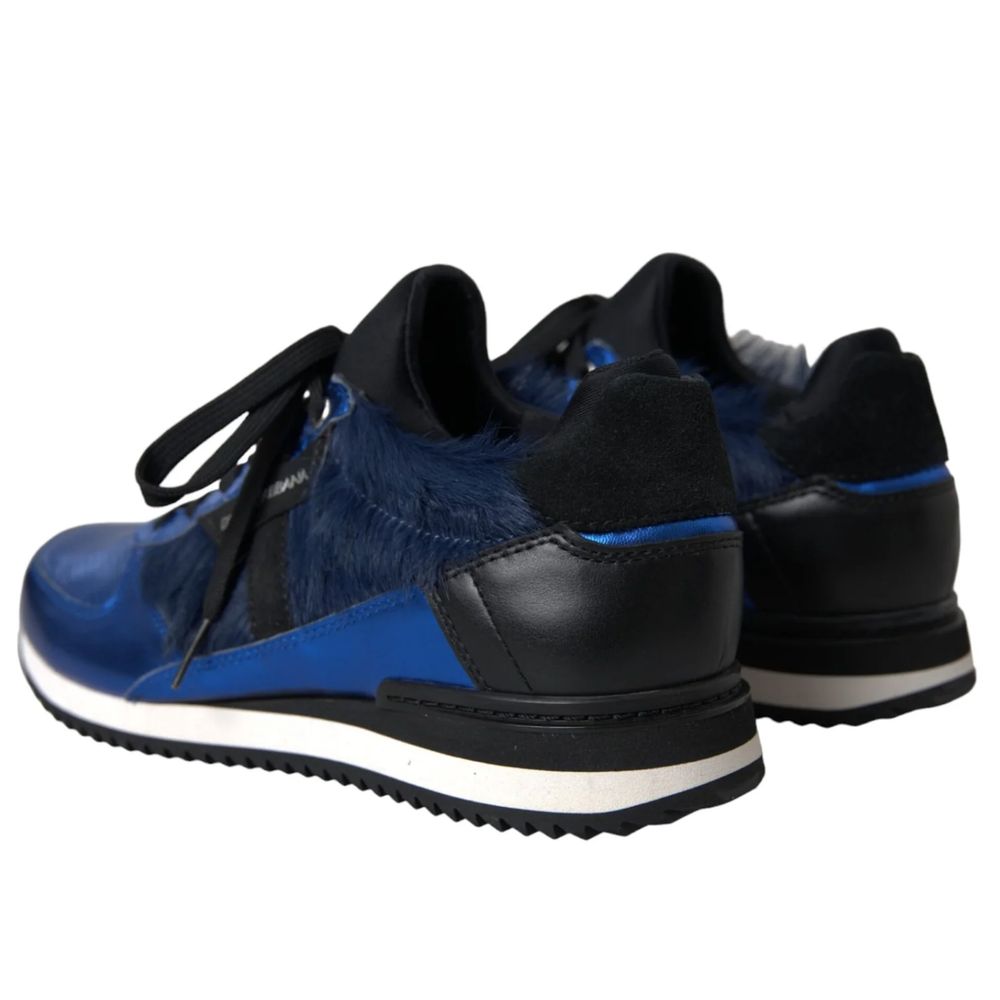 Dolce &amp; Gabbana Blue Leather Di Lambskin Sneakers