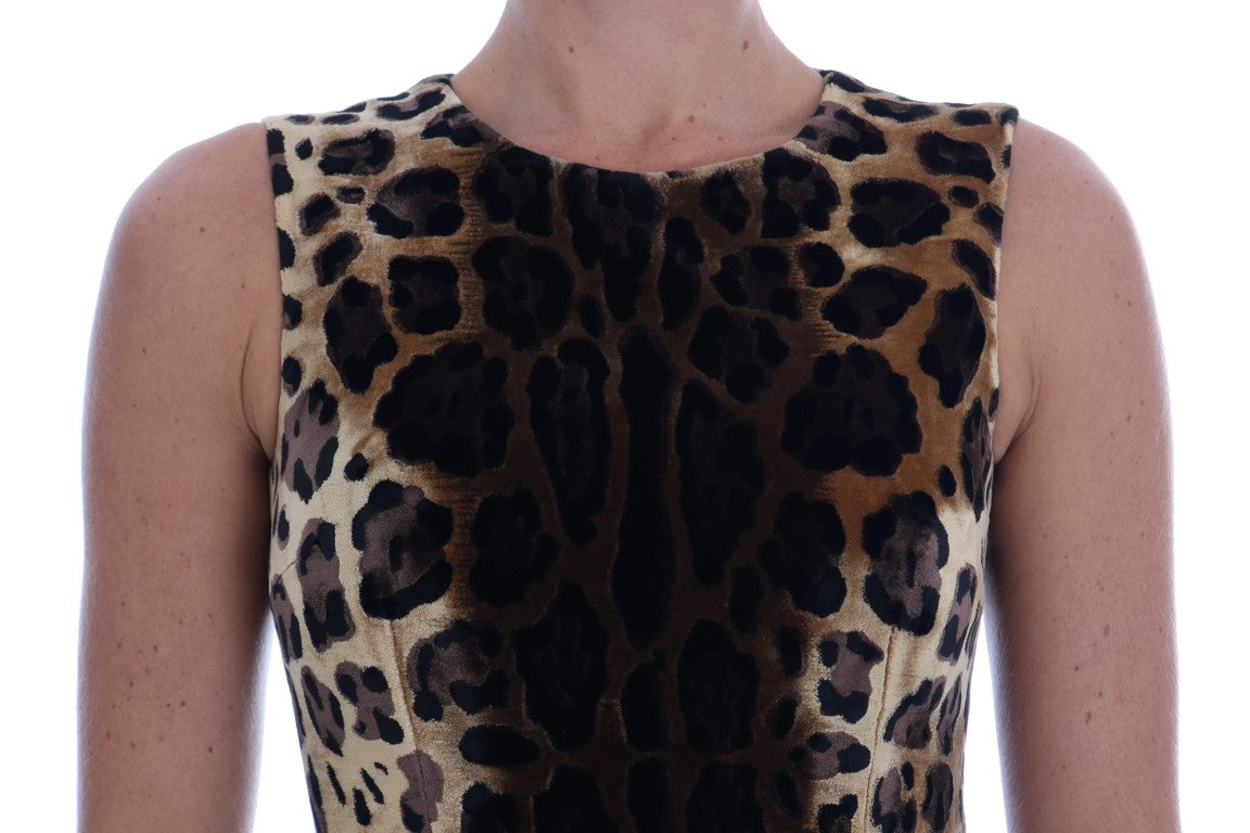 Dolce &amp; Gabbana Sleeveless Leopard Mini Sheath Dress