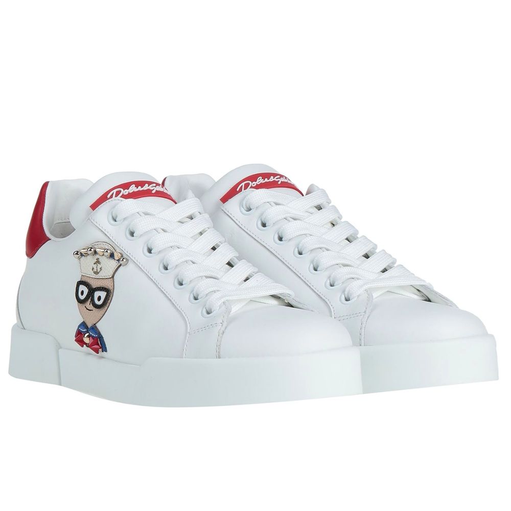 Dolce &amp; Gabbana White Leather Di Calfskin Sneaker