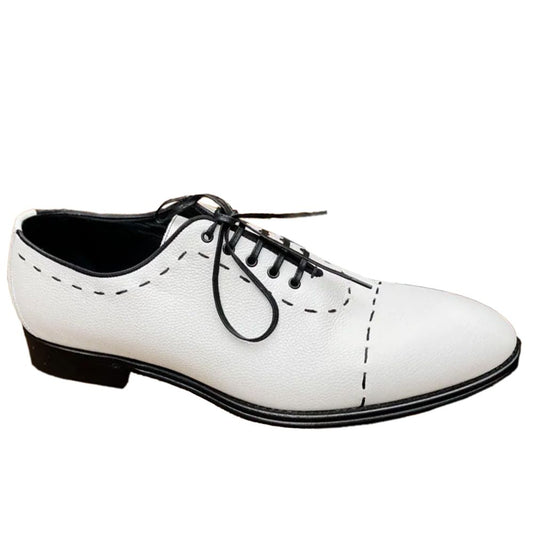 Dolce &amp; Gabbana White Leather Di Calfskin Formal